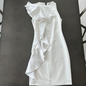 Alice and Olivia white dress with ruffle